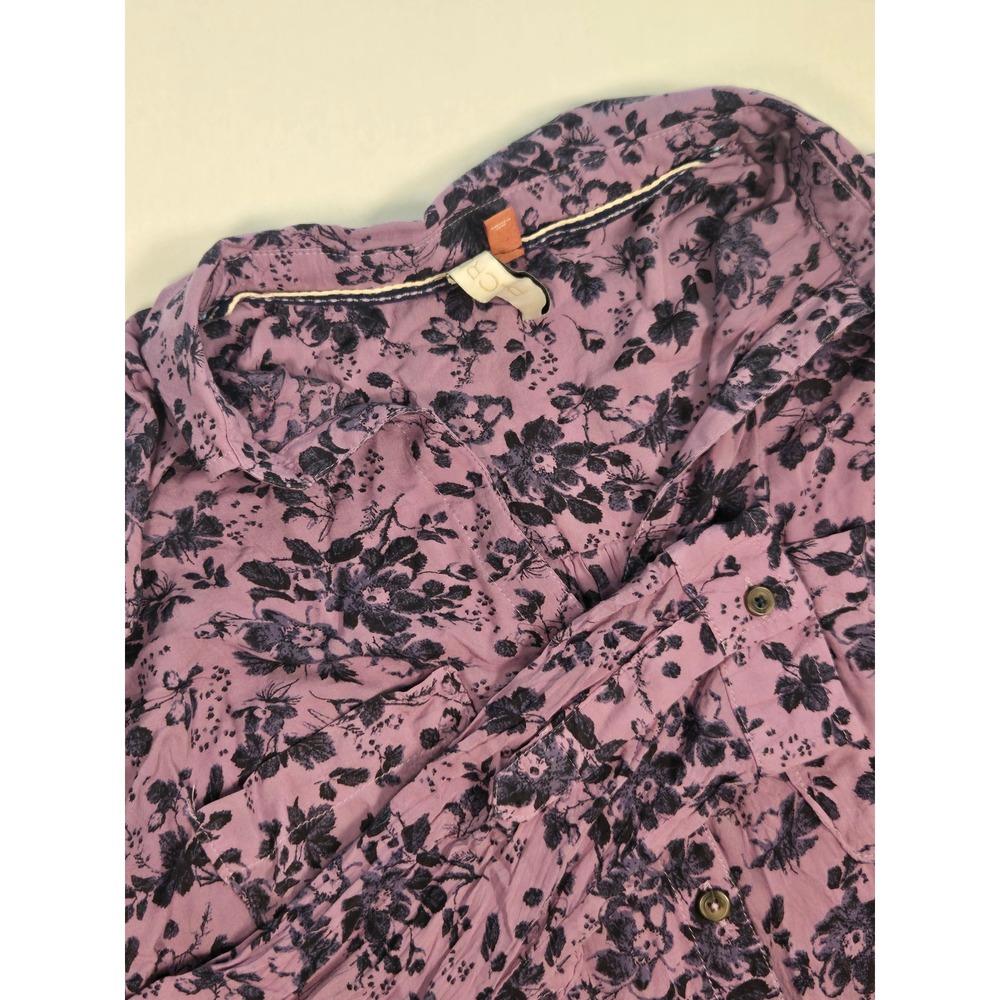 Pilcro Romy Button Down Shirt Women S Purple Floral Long Sleeve Anthropologie